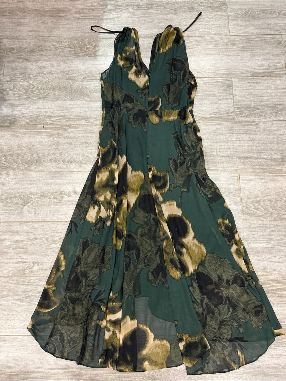 Donna Karan Green Floral Wrap Midi Dress size 12 - Picture 4 of 4